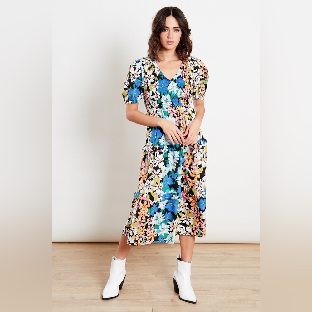 ASOS/Influence Puff Sleeve Tiered Midi Dress